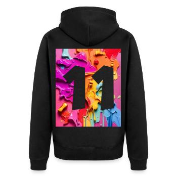 NR. 11 NUMMER 11 BUNT 11. GEBURTSTAG - Unisex Premium Bio Zip Hoodie - Schwarz - Hinten - Nico (187cm)