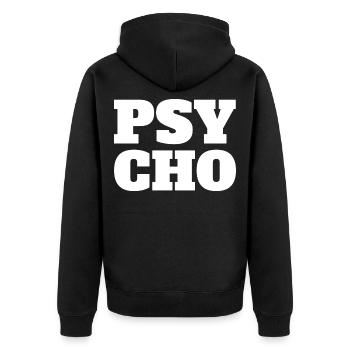 Psycho - Unisex Premium Bio Zip Hoodie - Schwarz - Hinten - Nico (187cm)