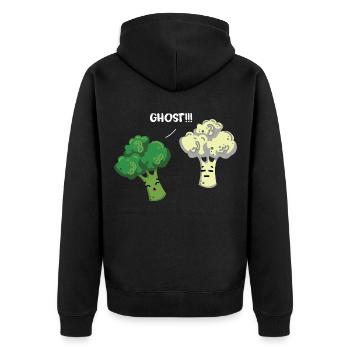 Verblüffter Brokkoli Blumenkohl - Unisex Premium Bio Zip Hoodie - Schwarz - Hinten - Nico (187cm)