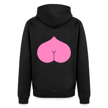 Arsch Herz Popo - Unisex Premium Bio Zip Hoodie - Schwarz - Hinten - Nico (187cm)