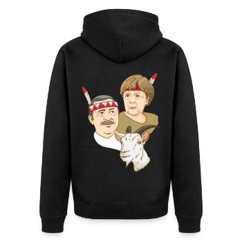 Bissige Politiker Indianerparodie - Unisex Premium Bio Zip Hoodie - Schwarz - Hinten - Nico (187cm)