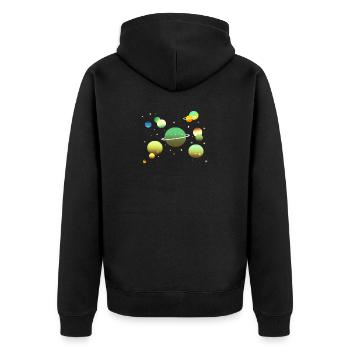 Weltraum Galaxie Planeten Sterne - Unisex Premium Bio Zip Hoodie - Schwarz - Hinten - Nico (187cm)