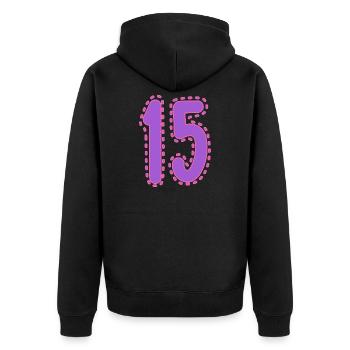 15. 15 ANS. 15e ANNIVERSAIRE. ANNIVERSAIRE 15 ANS. - Veste à capuche bio Premium Unisexe - noir - Dos - Nico (187cm)