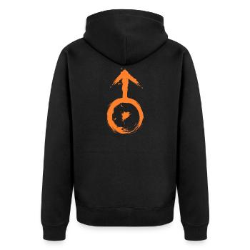 Astronomisches Symbol uranus - Unisex Premium Bio Zip Hoodie - Schwarz - Hinten - Nico (187cm)
