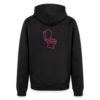 Klo WC Toilette Rosa - Unisex Premium Bio Zip Hoodie - Schwarz - Hinten - Nico (187cm)