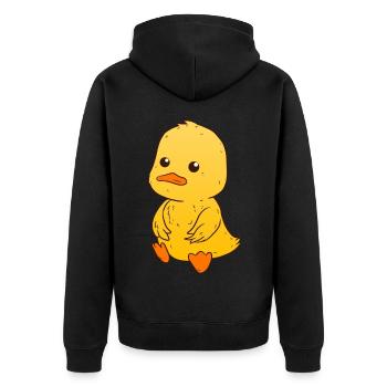 Entchen Ente - Unisex Premium Bio Zip Hoodie - Schwarz - Hinten - Nico (187cm)