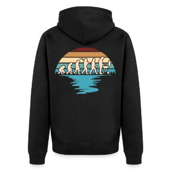Grill Evolutions Shirt - Neandertaler bis Grillmei - Unisex Premium Bio Zip Hoodie - Schwarz - Hinten - Nico (187cm)