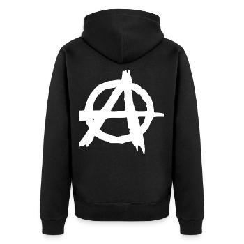 Anarchie Kreis Symbol - Unisex Premium Bio Zip Hoodie - Schwarz - Hinten - Nico (187cm)