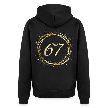 67 - Unisex Premium Bio Zip Hoodie - Schwarz - Hinten - Nico (187cm)