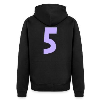 5. 5 JAHRE. 5-JÄHRIGES JUBILÄUM. 5-JÄHRIGES JUBILÄUM - Unisex Premium Bio Zip Hoodie - Schwarz - Hinten - Nico (187cm)