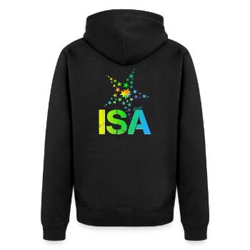 Isa Geburtstag Isabell - Unisex Premium Bio Zip Hoodie - Schwarz - Hinten - Nico (187cm)