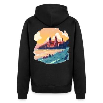 Deutschland ist ein Land mit üppiger und vielfälti - Unisex Premium Bio Zip Hoodie - Schwarz - Hinten - Nico (187cm)