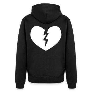 Zerbrochenes Herz Icon - Unisex Premium Bio Zip Hoodie - Schwarz - Hinten - Nico (187cm)