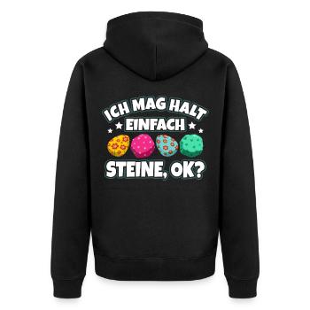 Steine - Unisex Premium Bio Zip Hoodie - Schwarz - Hinten - Nico (187cm)