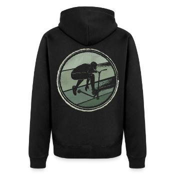 Scooter Tricks E-Roller Stunt Scooter - Unisex Premium Bio Zip Hoodie - Schwarz - Hinten - Nico (187cm)