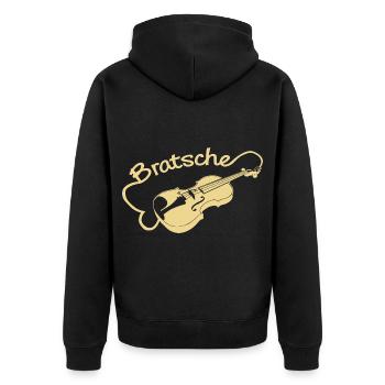 Bratsche - Unisex Premium Bio Zip Hoodie - Schwarz - Hinten - Nico (187cm)