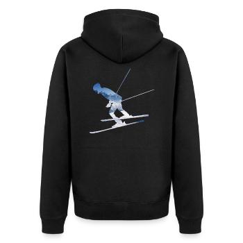 Ski Skier - Unisex Premium Bio Zip Hoodie - Schwarz - Hinten - Nico (187cm)