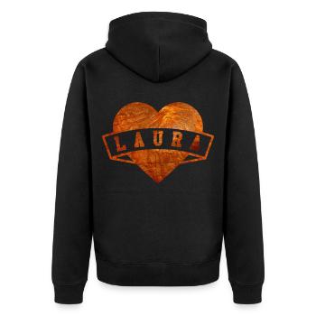 Laura - Unisex Premium Bio Zip Hoodie - Schwarz - Hinten - Nico (187cm)