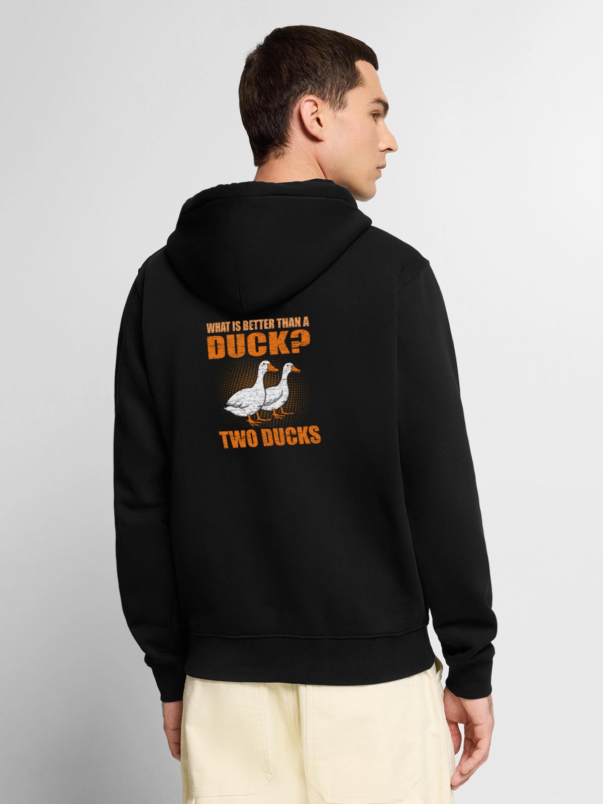 Ducks - Unisex Premium Bio Zip Hoodie - Schwarz - Hinten - Nico (187cm)