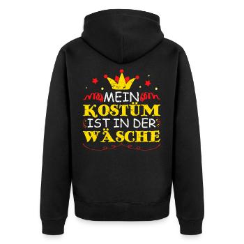 Fasching - Unisex Premium Bio Zip Hoodie - Schwarz - Hinten - Nico (187cm)