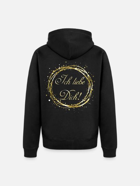 Ich liebe Dich - Unisex Premium Bio Zip Hoodie - Schwarz