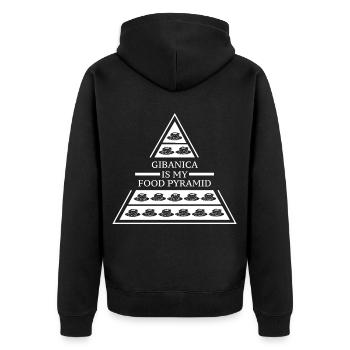 Feine Prekmurska Gibanica Schichttorte - Unisex Premium Bio Zip Hoodie - Schwarz - Hinten - Nico (187cm)