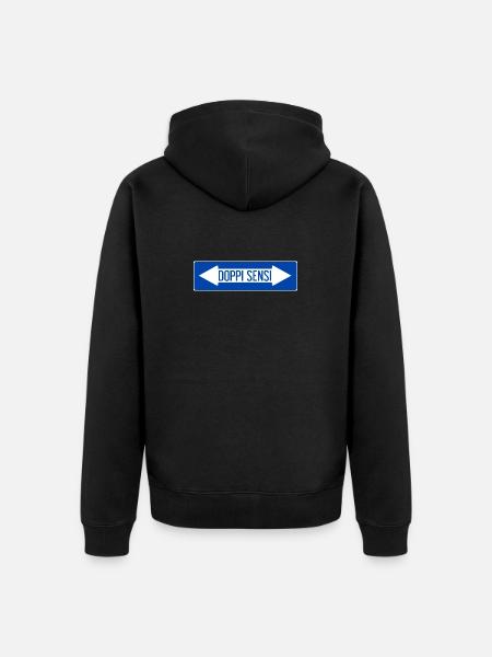 Doppelt-sinnliches Straßenschild - Unisex Premium Bio Zip Hoodie - Schwarz