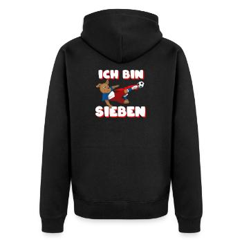 Ich Bin Sechs 7 7. Geburtstag Junge Kindergeburtst - Unisex Premium Bio Zip Hoodie - Schwarz - Hinten - Nico (187cm)