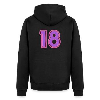18. 18 JAHRE ALT. 18-JÄHRIGES JUBILÄUM. GEBURTSTAG 18 JAHRE. - Unisex Premium Bio Zip Hoodie - Schwarz - Hinten - Nico (187cm)