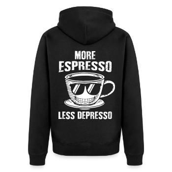 Espresso - Unisex Premium Bio Zip Hoodie - Schwarz - Hinten - Nico (187cm)