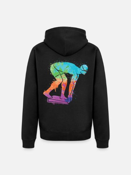 Schwimmen Schwimmer Mädchen Jungen Kinder Schwimm - Unisex Premium Bio Zip Hoodie - Schwarz