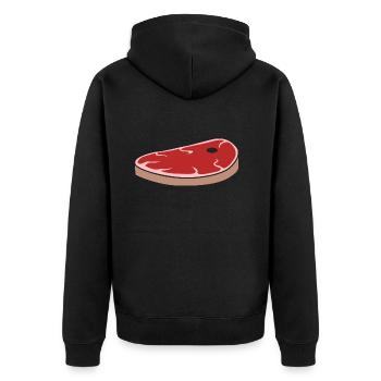 Steak Fleischbrocken Grillfleisch - Unisex Premium Bio Zip Hoodie - Schwarz - Hinten - Nico (187cm)
