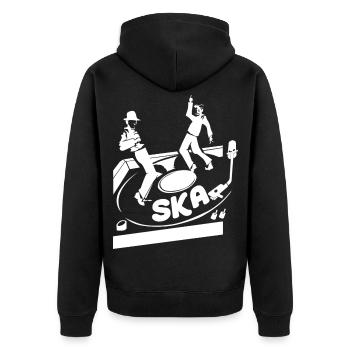 Funkensprühende Ska Bläsersektion - Unisex Premium Bio Zip Hoodie - Schwarz - Hinten - Nico (187cm)