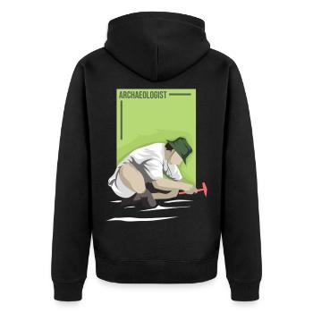 Akribischer Archäologe Fundstück - Unisex Premium Bio Zip Hoodie - Schwarz - Hinten - Nico (187cm)