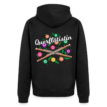 Querflötistin Querflöte Blumen Querflötenspielerin - Unisex Premium Bio Zip Hoodie - Schwarz - Hinten - Nico (187cm)