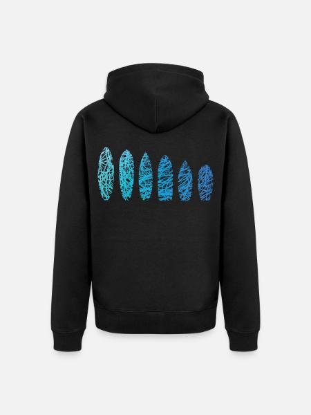 Surfbretter Kritzelei Surfbrett Surfer Surfboard - Unisex Premium Bio Zip Hoodie - Schwarz