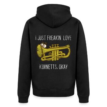 Funkelnder Kornett Blasorchester - Unisex Premium Bio Zip Hoodie - Schwarz - Hinten - Nico (187cm)