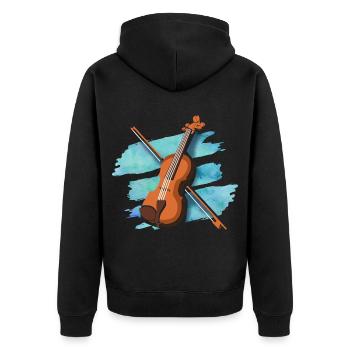 Eleganter Geigenbogen Virtuose - Unisex Premium Bio Zip Hoodie - Schwarz - Hinten - Nico (187cm)
