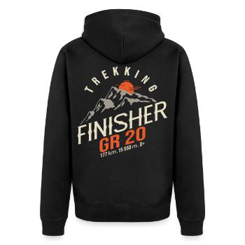 GR 20 Korsische Wanderung GR 20 Trek - Unisex Premium Bio Zip Hoodie - Schwarz - Hinten - Nico (187cm)