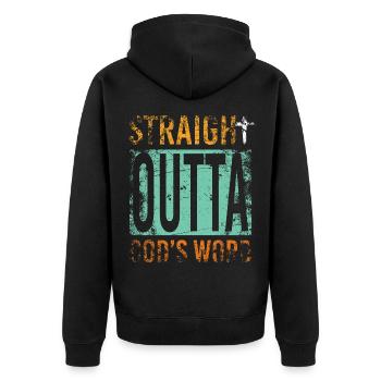 Christ Geschenk - Unisex Premium Bio Zip Hoodie - Schwarz - Hinten - Nico (187cm)