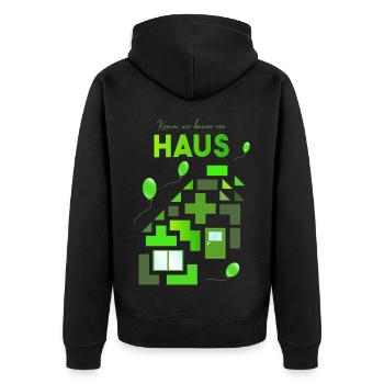 Bausteine Bauklötze bauen - Unisex Premium Bio Zip Hoodie - Schwarz - Hinten - Nico (187cm)