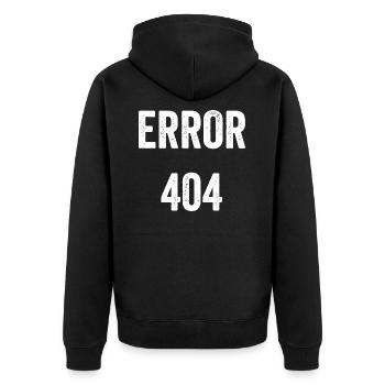 Error 404 - Unisex Premium Bio Zip Hoodie - Schwarz - Hinten - Nico (187cm)