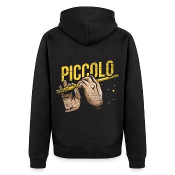 Feuriger Piccolo Orchesterklang - Unisex Premium Bio Zip Hoodie - Schwarz - Hinten - Nico (187cm)