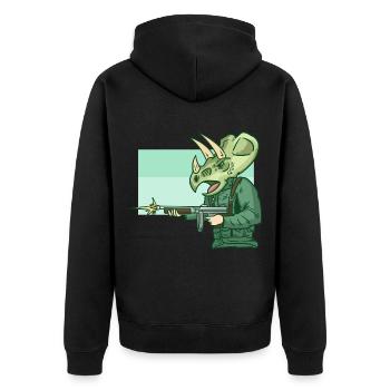 Furchtloser Triceratops Soldat - Unisex Premium Bio Zip Hoodie - Schwarz - Hinten - Nico (187cm)