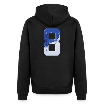 NR. 8 NUMMER 8 BLAU WEIß 8. GEBURTSTAG - Unisex Premium Bio Zip Hoodie - Schwarz - Hinten - Nico (187cm)