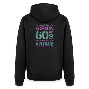 60er Sechziger 60s - Unisex Premium Bio Zip Hoodie - Schwarz - Hinten - Nico (187cm)