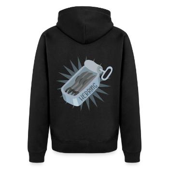 Silbriger Hering Küstenfischer - Unisex Premium Bio Zip Hoodie - Schwarz - Hinten - Nico (187cm)