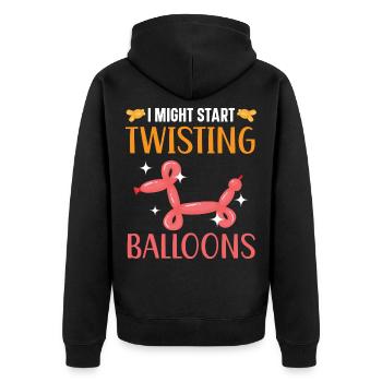 Ich könnte anfangen, Ballons zu verdrehen Modellie - Unisex Premium Bio Zip Hoodie - Schwarz - Hinten - Nico (187cm)