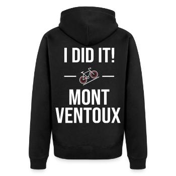 Radfahren vélo Mont Ventoux - Unisex Premium Bio Zip Hoodie - Schwarz - Hinten - Nico (187cm)