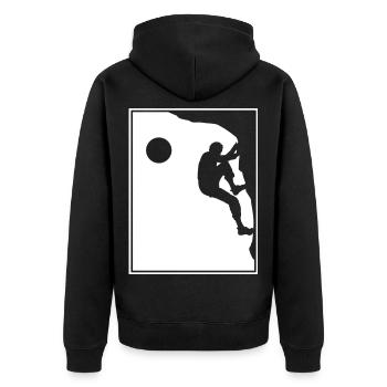 Boulder Klettern Bouldern Bergsteiger - Unisex Premium Bio Zip Hoodie - Schwarz - Hinten - Nico (187cm)